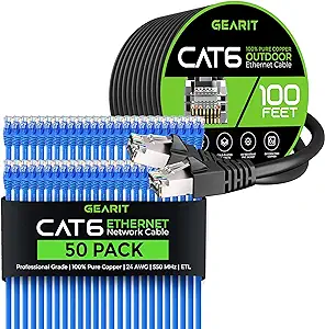 GearIT 50Pack 0.5ft Cat6 Ethernet Cable &amp; 100ft Cat6 Cable - $203.99