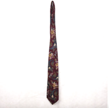 EUC The Disney Store 100% Men&#39;s SILK Tie Paisley Mickey Mouse Burgundy T... - $10.49