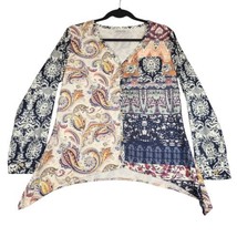 Misslook Womens Sm Tunic Top Long Sleeve V-Neck Paisley Asymmetric Hem - £7.68 GBP