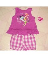 Disney Tinker Bell Toddler Girls Outfit 24 Mo Purple Sleeveless Top Plai... - £7.07 GBP