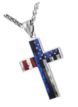 American Flag Cross Pendant Necklace for Mens Women - £40.25 GBP