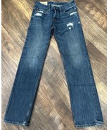 Hollister Jeans Mens 28x30 Slim Fit Button Fly Cotton Denim Blue Distressed - $27.34 CAD