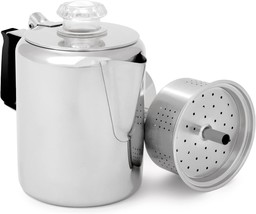 GSI Outdoors Percolator Coffee Pot I Glacier Stainless Steel with Silicone - £33.77 GBP