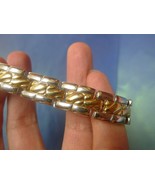 p25 Vintage Jewelry Therapeutic Magnetic Energy Link Bracelet Gold Silve... - $18.80