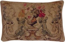 Aubusson Throw Pillow Boys Blue Handwoven Fabric Large 27x40 - £814.54 GBP