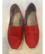 TOMS Classic Alpargata Red Canvas Slip On Shoes Women Size 8.5 - £17.55 GBP