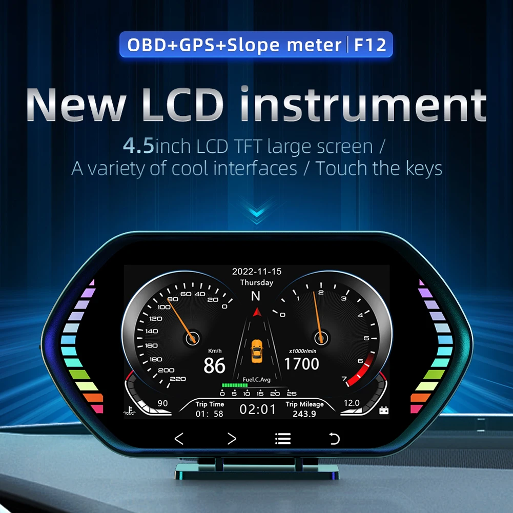 Digital Head Up Display with Touch Button Light Smart GPS Speedometer Time Wee - £62.84 GBP