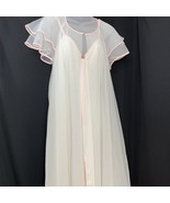 Val Mode 2 pc Chiffon Nightgown Robe Peignoir Set White Sheer Size M USA... - £67.69 GBP