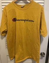 Men&#39;s Yellow Champion Logo T-Shirt Size XL - $17.82