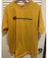 Men&#39;s Yellow Champion Logo T-Shirt Size XL - $334.07 MXN