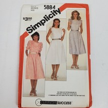 Vintage 1983 Simplicity 5884 Sewing Pattern Miss Dress 8 10 12 - £8.45 GBP