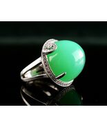 *Graff Platinum Pt950 Oval Chrysoprase Natural Diamond Ring Size 5.5 - $1,900.00