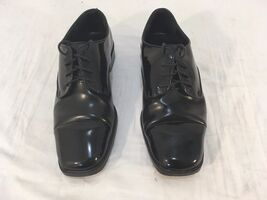 MEN'S PERRY ELLIS AMERICA BLACK 8.5 SHINED CAP TOE OXFORD DRESS SHOES - $25.69