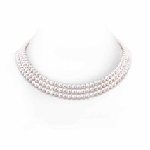 ANGARA 6-7mm, 18&quot; Freshwater Pearl Triple Strand Necklace in 14K Solid Gold - £553.13 GBP