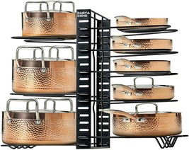 Black Iron Pot &amp; Pan Organizer for Cabinet Adjustable 8 Tiers NEW - $32.70