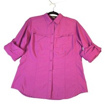 Eddie Bauer Women Med Nylon Purple Shirt Roll Tab Long Sleeve Hiking Vented - £10.73 GBP