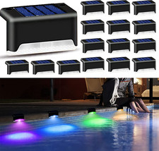 16Pcs Solar Pool Side Lights Color Changing Deck Lights Outdoor Led Step Lamp - £53.34 GBP