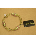 COOKIE LEE GENUINE CRYSTAL STRETCH BRACELET GREEN w/ ROSES NEW WITH TAG - £9.56 GBP