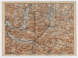 1903 Antique Map Of Vicinity Of Ischl Gmunden Attersee Traunsee / Upper Austria - £14.70 GBP