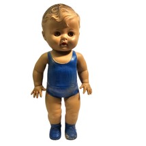 TOD-L-TIM Baby Doll Sun Rubber Squeaky Toy USA Vintage 50s Boy Blue Outfit Shoes - £23.65 GBP