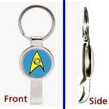 Star Trek blue Science Pennant or Keychain silver tone secret bottle opener - $13.43