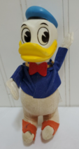 Scarce Vintage Walt Disney Donald Duck Plush Doll Rubber Head Wood Chip Filled - $47.88