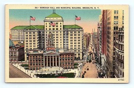 Postcard 1945 New York Borough Hall &amp; Municipal Building Brooklyn, N.Y. - £4.66 GBP