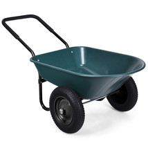 2 Tire Wheelbarrow Garden Cart Heavy-duty Dolly Utility Cart for Outdoor Green - £163.56 GBP