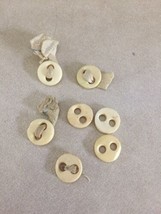 Lot of 7 Vintage Antique Mid Century Cream White Round Two Hole Buttons ... - $8.99