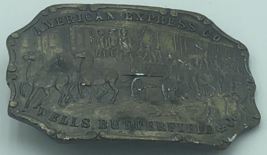 American Express Co Wells Butterfield Belt Buckle Bergamot Brass Western Horses - £11.17 GBP