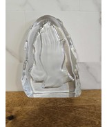 Vintage Sculpted Glass Iceberg Praying Hands Paperweight Figurine - €12,89 EUR