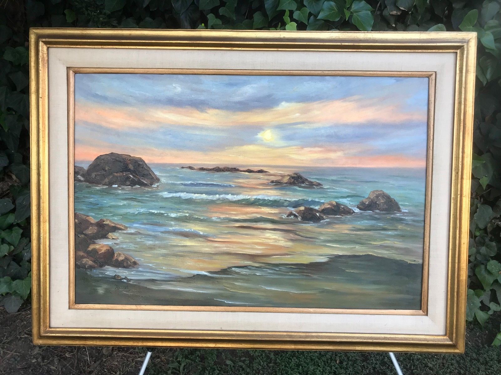 RYSSEL Original 1950s HUGE SEASCAPE MODERN IMPRESSIONIST OIL Canvas Paul Gachet Item image 10
