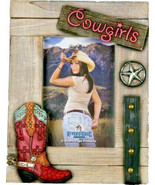 Cowgirl Picture Frame Fits 4x6&quot; Photo Hand Painted Rodeo Rustic Cabin Co... - £24.69 GBP