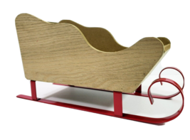 Wood Sleigh W/Red Runners  Sleigh is 9.5&quot; x 4.25&quot; Runners 11.5&quot; x 4&quot; - £12.54 GBP