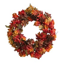 24” Autumn Maple, Berries And Pinecone Fall Artificial Wreath - £55.90 GBP