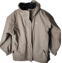 EMS Eastern Mountain Sports Women L Khaki Hooded Windbreaker Jacket - $27.63