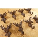 8 Rustic Elk Deer Head Hooks Cast Iron Coat Hook Rack Restoration Hat En... - $975.57 MXN