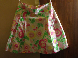 LILLY PULITZER White w Multicolor Floral Print 100% Cotton Skirt SZ 8 - $49.49