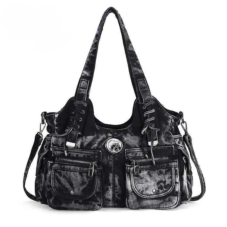 Large Capacity Handbag Casual Hobo Denim Bag Women Shoulder Bag Jeans Mu... - $74.60
