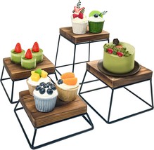 Hze Set Of 4 Wood Buffet Risers, Square Retail Food Display Risers For P... - £37.81 GBP