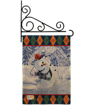 Snowman Golf Burlap - Impressions Decorative Metal Fansy Wall Bracket Garden Fla - £26.83 GBP
