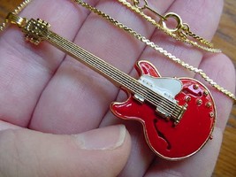 (M-300-C) Red + White Gibson ES-335 Repro &#39;58 Guitar Pendant Necklace Jewelry - £24.79 GBP