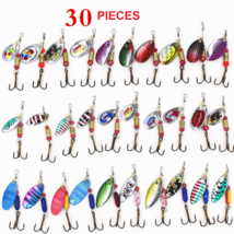 30 PCS Fishing Lures Metal Spinner Baits Bass Tackle Crankbait Trout Spoon Trout - £9.37 GBP