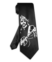 Dave Grohl tie black satin silk hand-painted necktie - $28.00