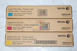 3 New OEM Xerox DocuColor 7000, 8000 CMY Toner Cartridges 006R01200, 120... - $202.95
