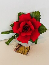 Capodimonte Flower Red Rose Italy Porcelain Napoleon COA vtg sculpture decor dea - £75.17 GBP