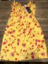 Women&#39;s Ruched Linen Slip Dress - Wild Fable Yellow Floral Size XS. NWT. 4 - £10.11 GBP