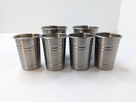 6 Tin Cup American Whiskey Stainless Steel Metal Shot Glasses Rocky Mtn ... - £8.90 GBP