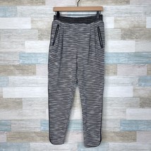 H&amp;M Textured Striped Pleated Jogger Sweatpants Gray Black Curve Hem Wome... - £19.90 GBP