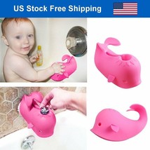 Pink Baby Bath Spout Cover Faucet Protector Bathroom Bathtub Silicone Cover Toys - £18.86 GBP